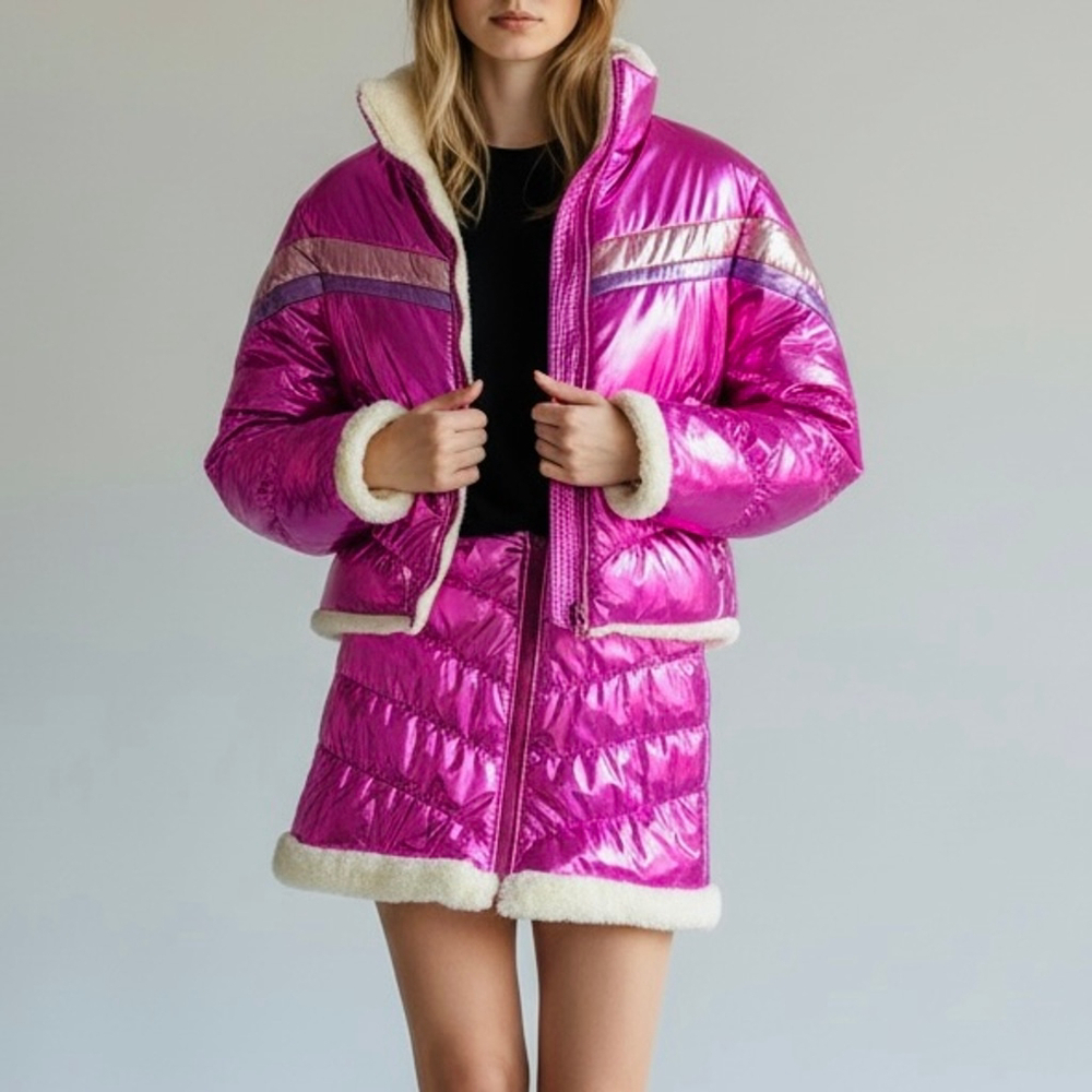 Sugar Thrillz Polar Pixie Pink Purple Puffer Jacket (M) & Skirt! (S) - Picture 1 of 13